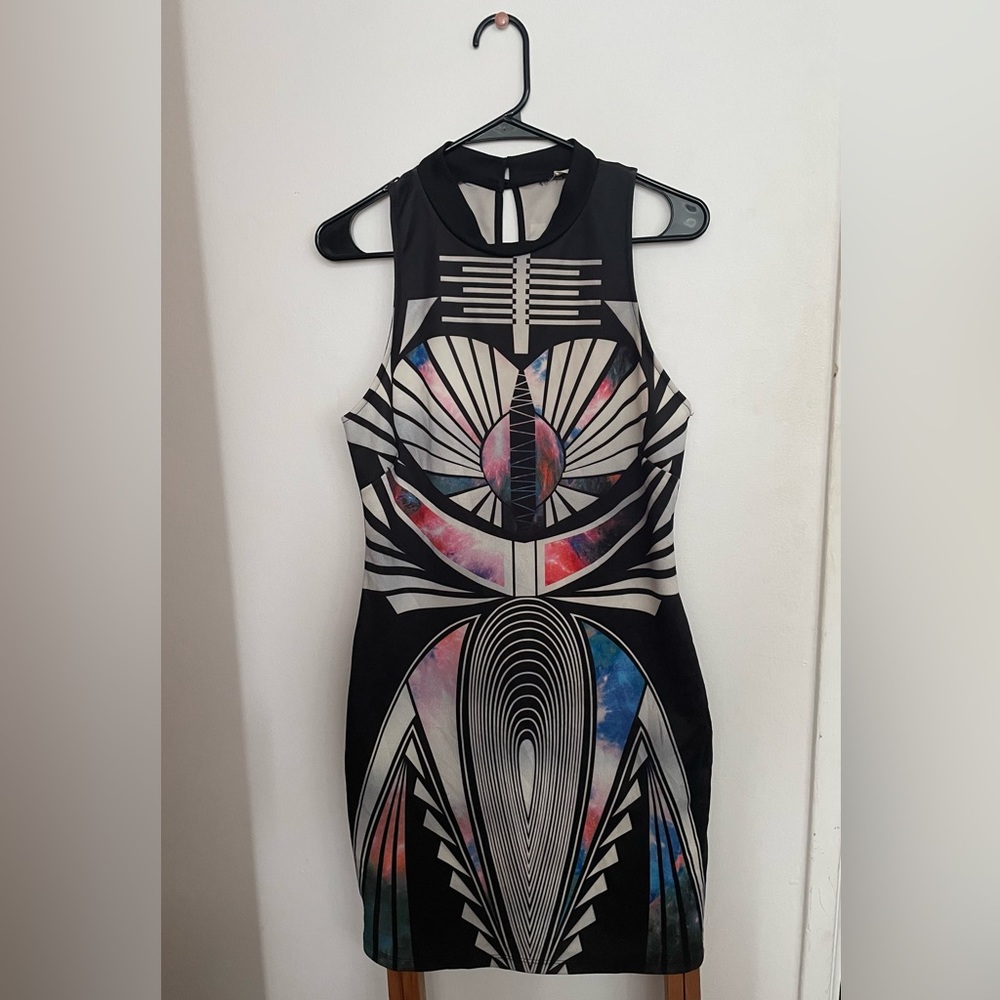 Geometric Lush Mini Dress (L)